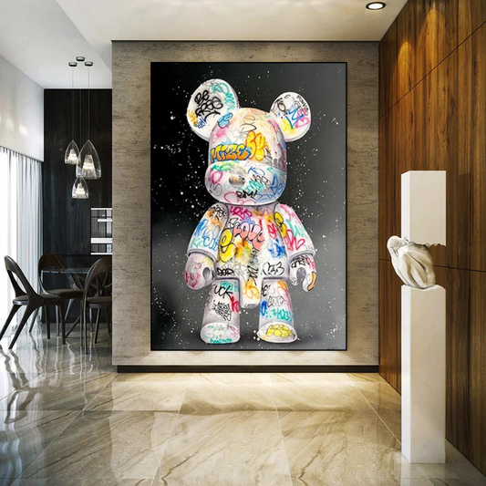 Bearbrick Graffiti – Art mural urbain coloré