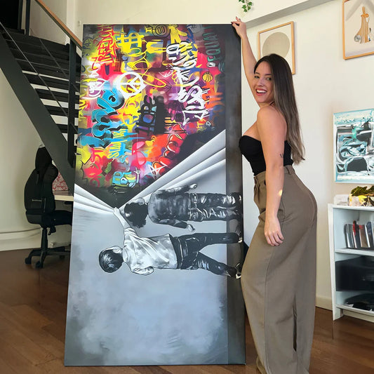 art mural moderne – décoration murale graffiti colorée