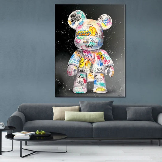 Bearbrick Graffiti – Art mural urbain coloré