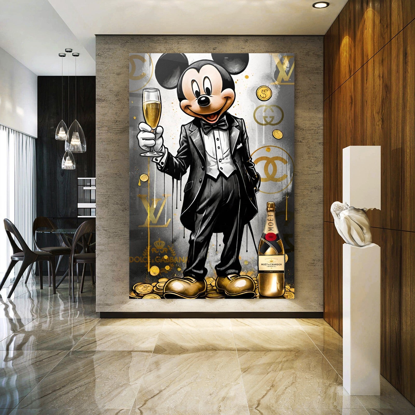 tableau Mickey Mouse doré – art mural luxe TopArt Montréal Laval