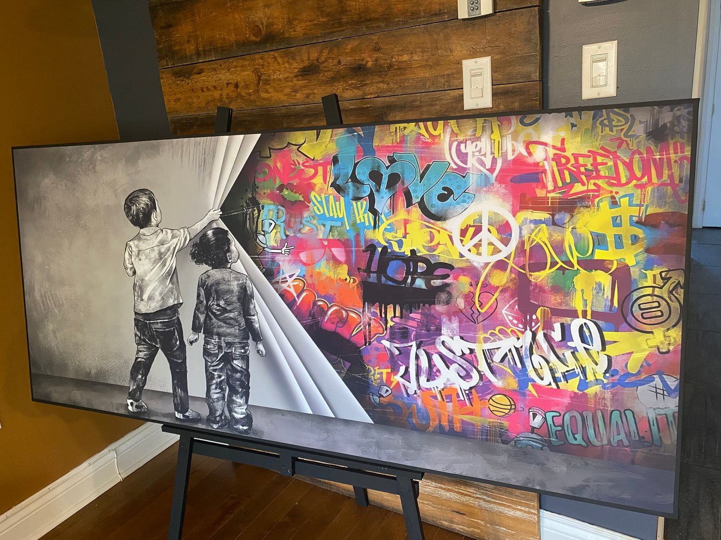 tableau contemporain style Banksy Montréal Laval