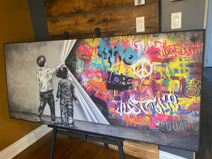 tableau contemporain style Banksy Montréal Laval